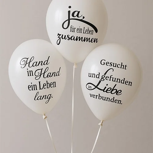 Ballons, weiße Ballons, Textballons, Dekorationsballons, Ballon-Zitate