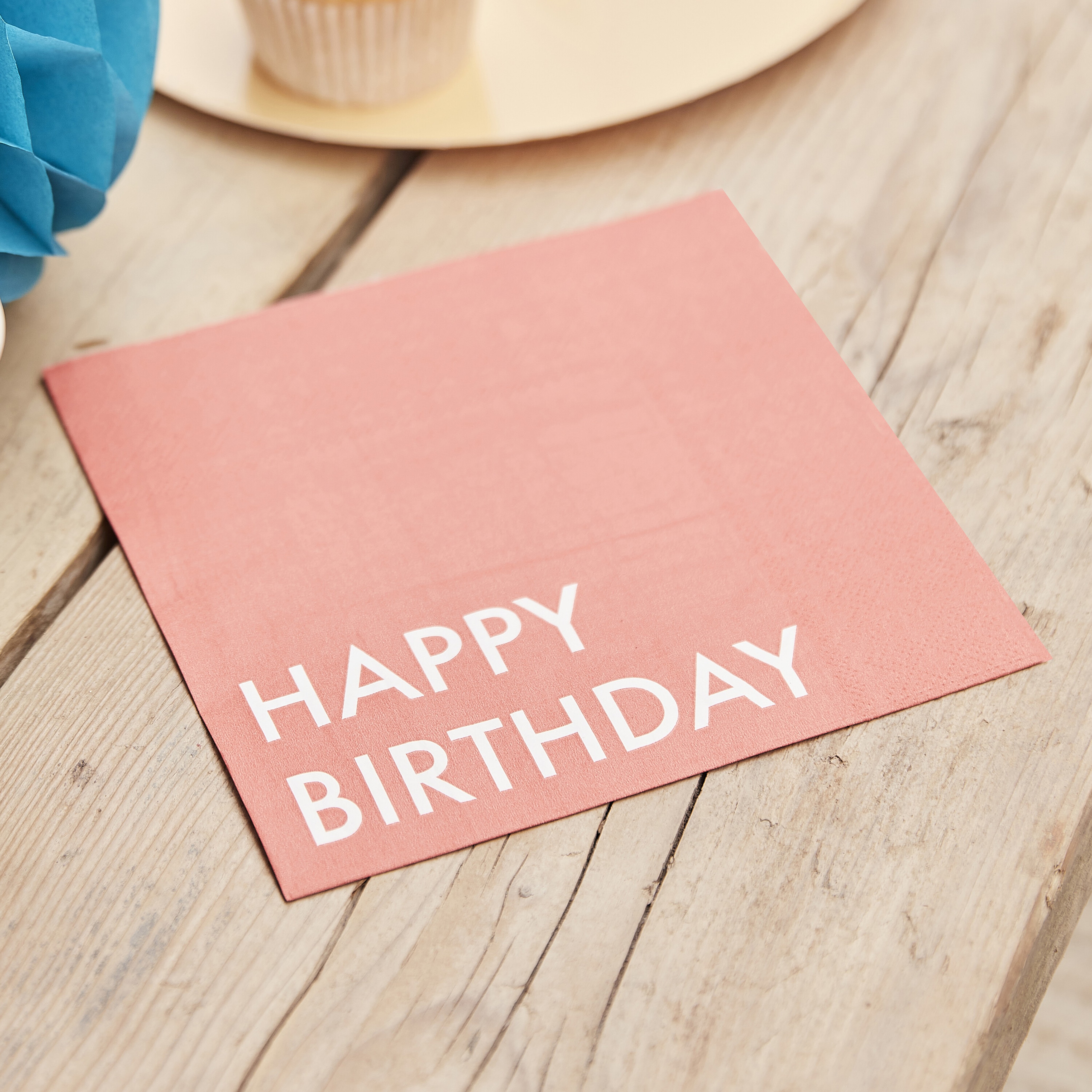 16 Servietten "Happy Birthday" Korall 100% umweltfreundlich