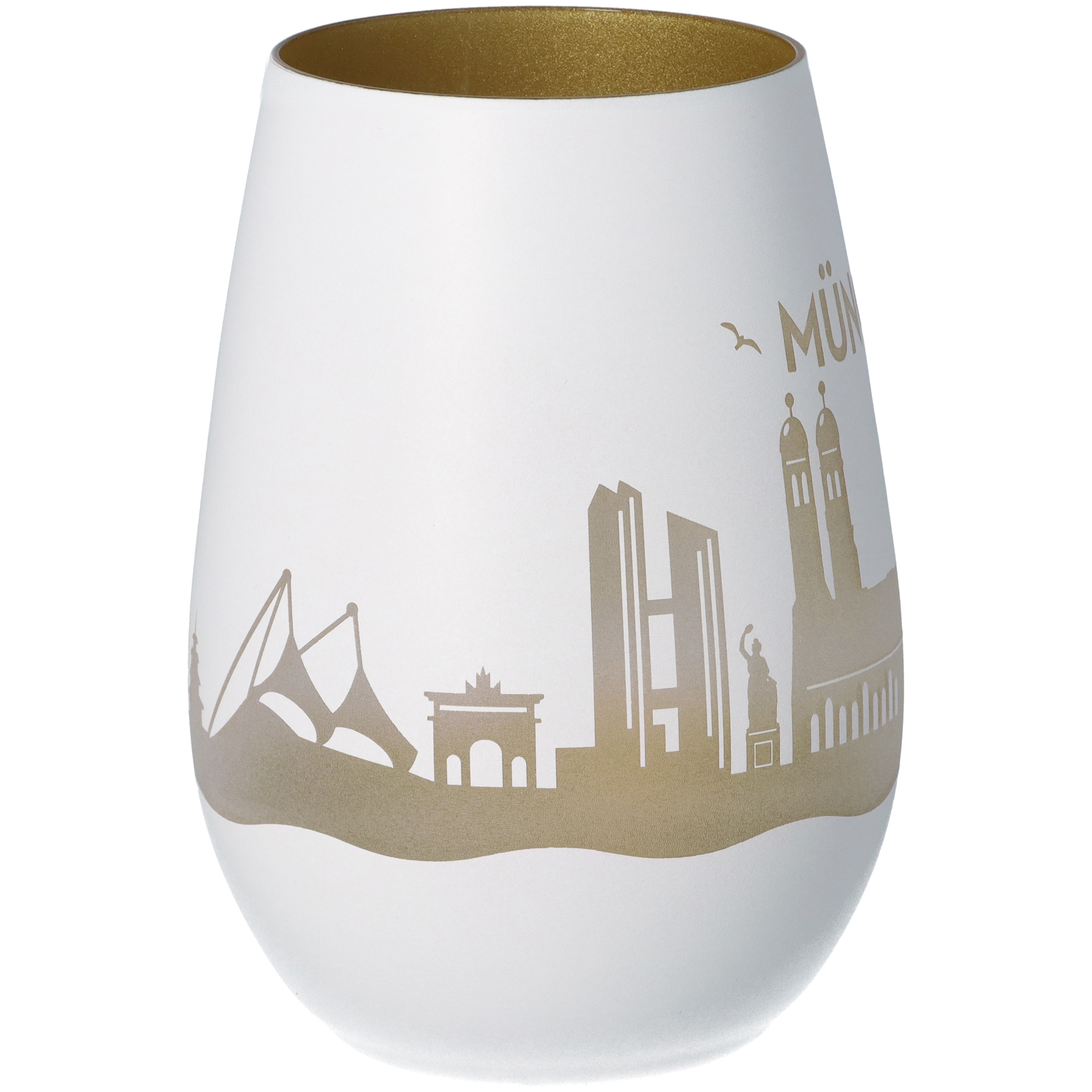 Windlicht Skyline München Weiß/Gold Windlicht Skyline München Weiß/Gold