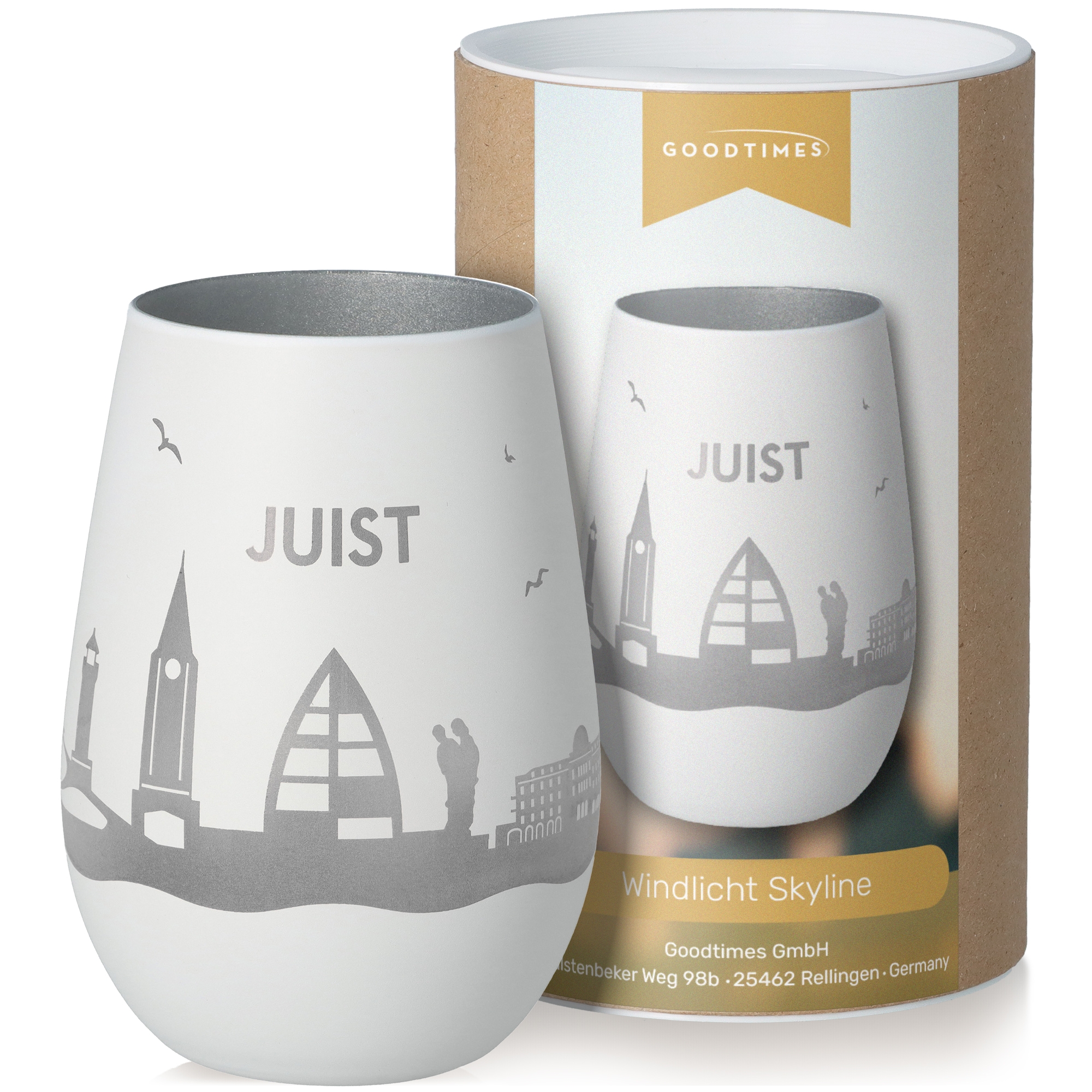 Windlicht Skyline Juist Weiß/Silber Töpferei, Tasse