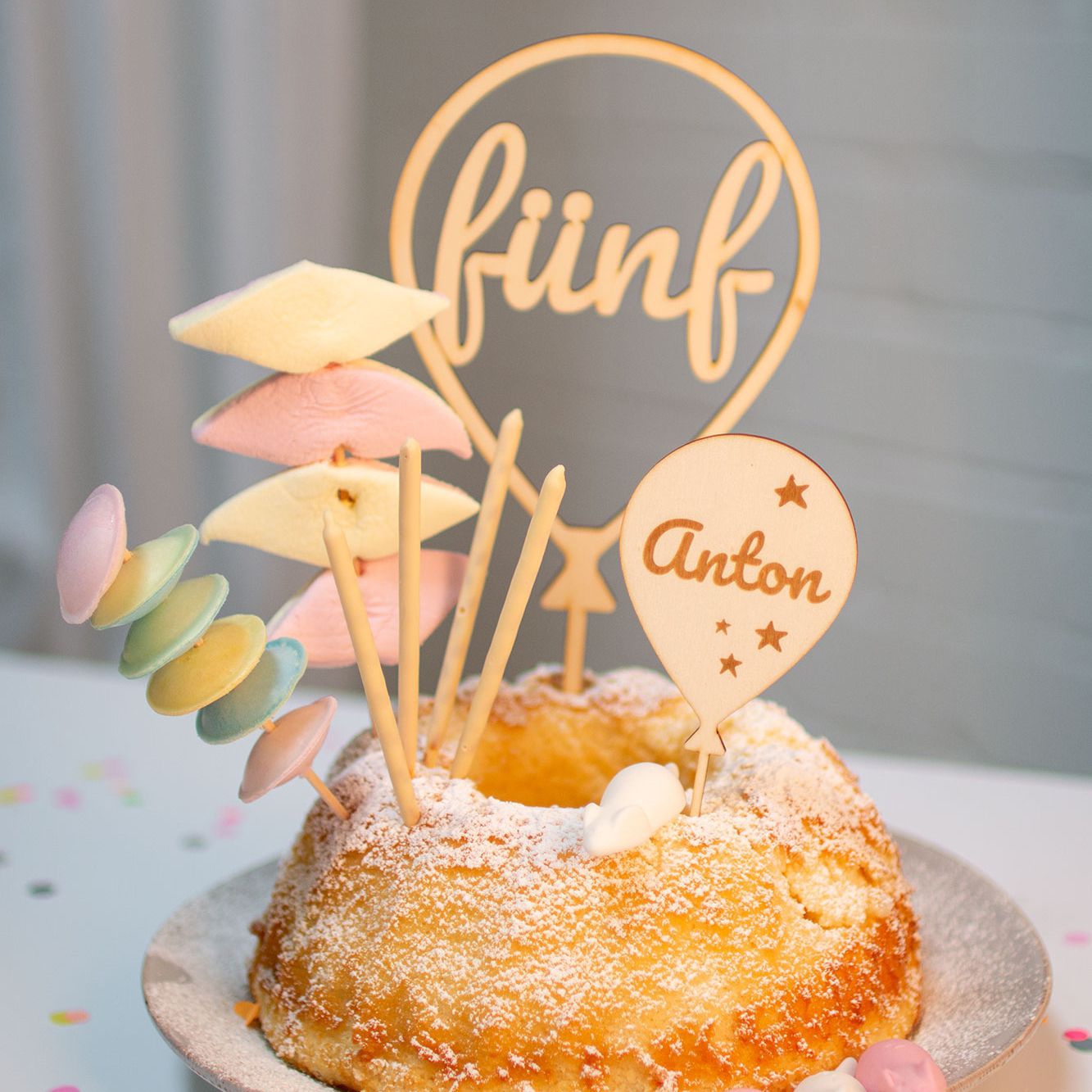 Cake Topper Ballon Stern Set Zahl 5