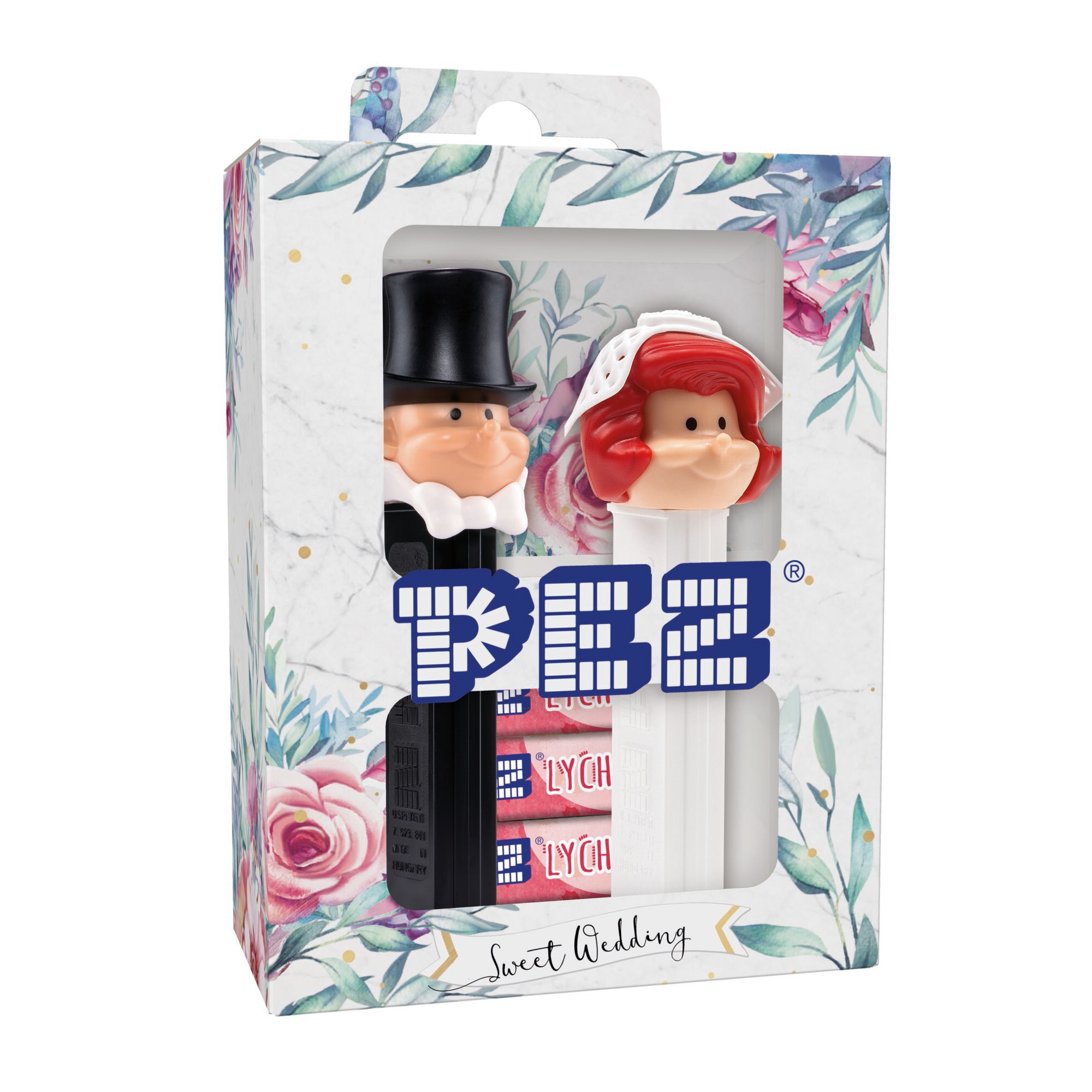 PEZ - Brautpaar inklusive Bonbons "Braut rothaarig & Bräutigam" Spender & Bonbons Person