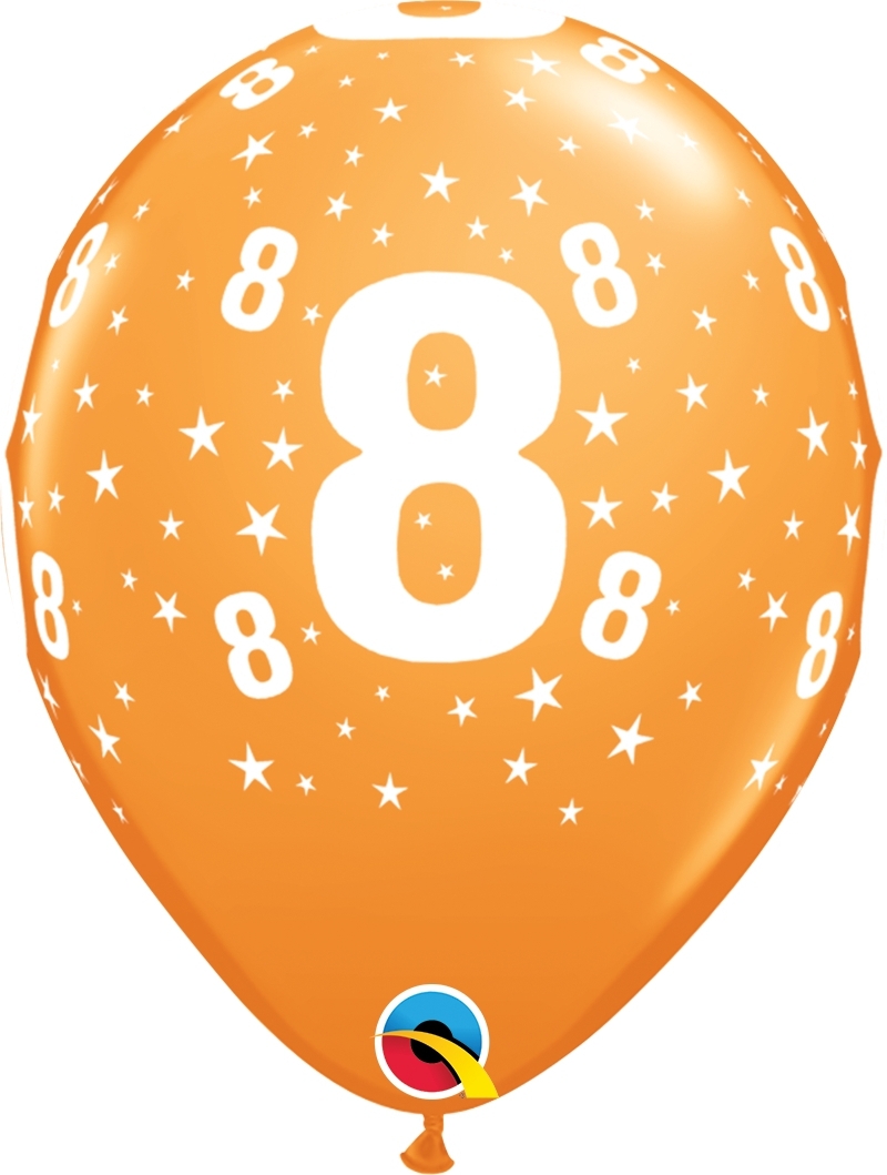 Qualatex Latexballon 8. Geburtstag verschiedene Farben Ø 30cm