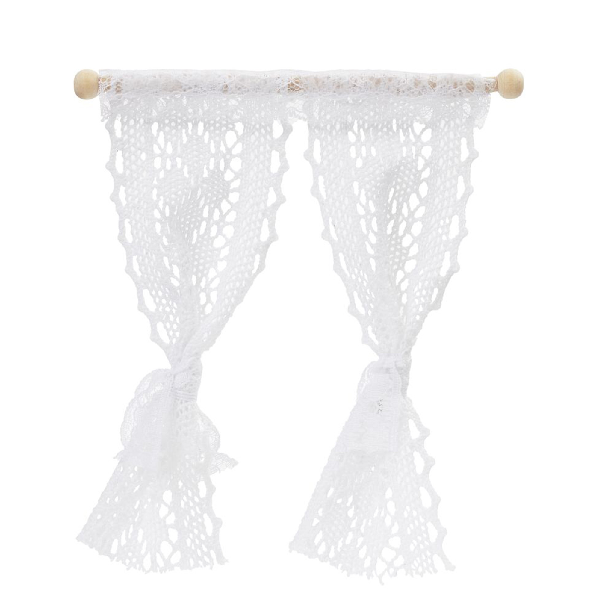 Miniatur "Vorhang weiß-Spitze" für die Wichteltür Miniatur "Vorhang weiß-Spitze" für die Wichteltür