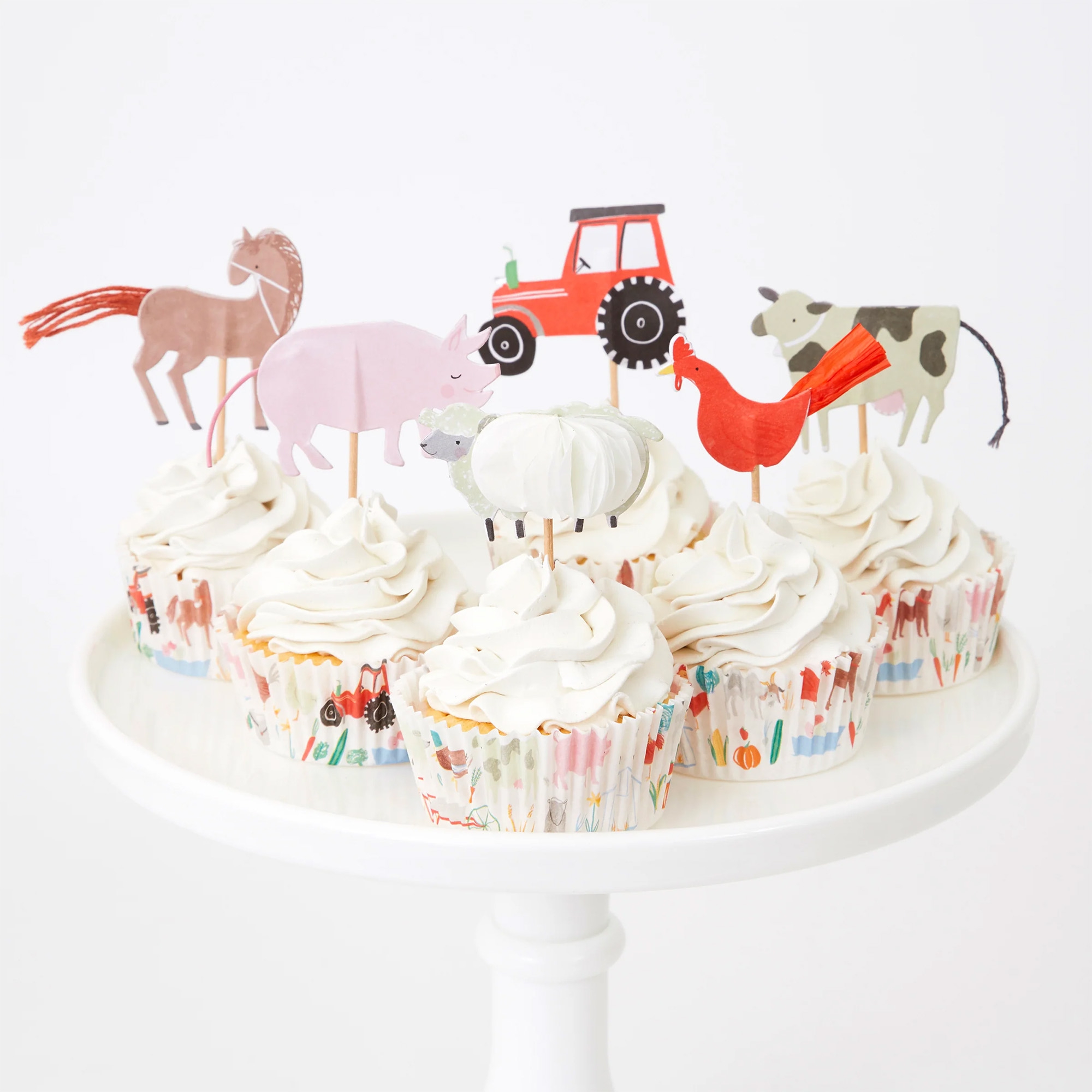 Meri Meri - Cupcake Set "On the Farm", 48 Teilig Sahne, Nachtisch, Zuckerguss, Torte, Cupcake