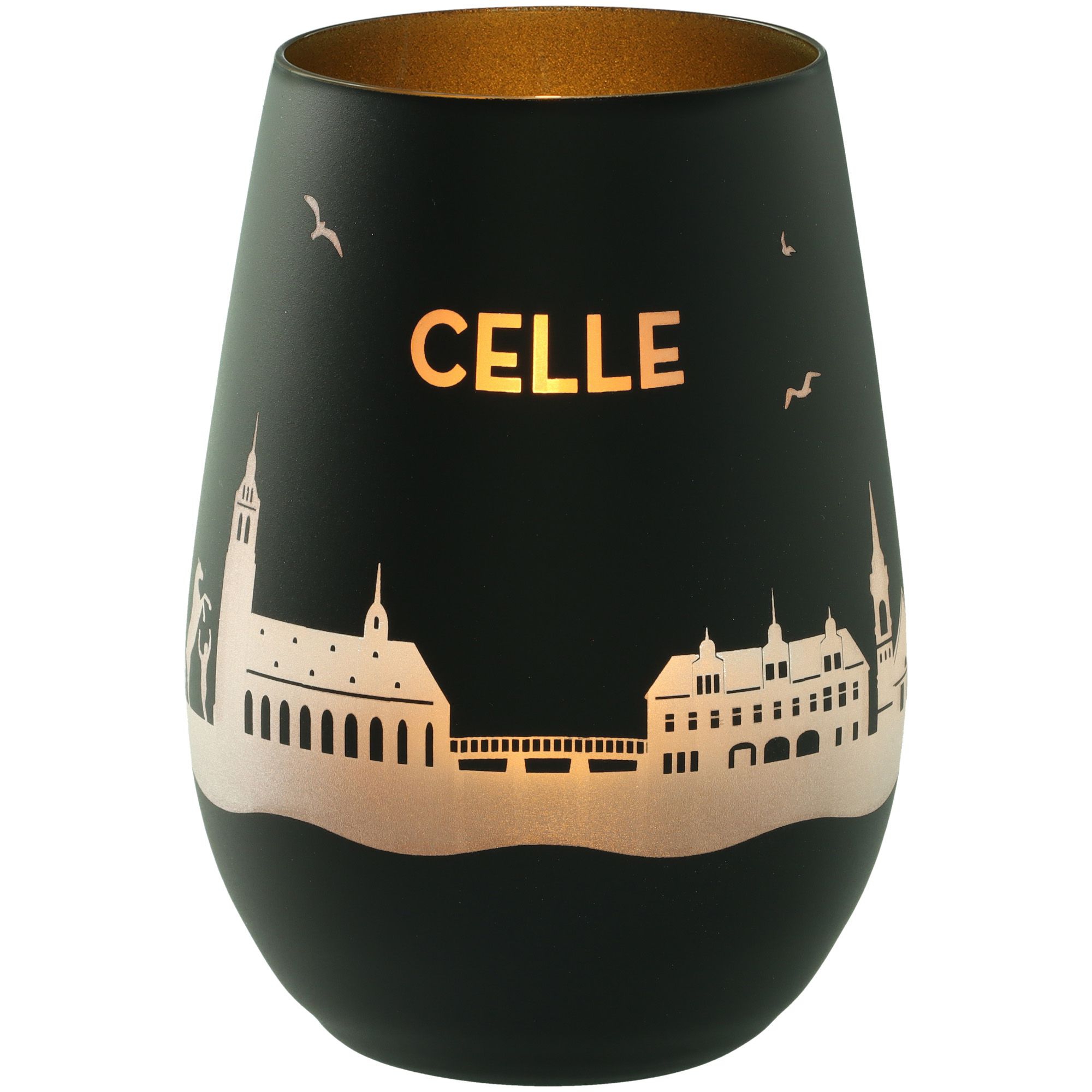 Windlicht Skyline Celle Schwarz/Gold