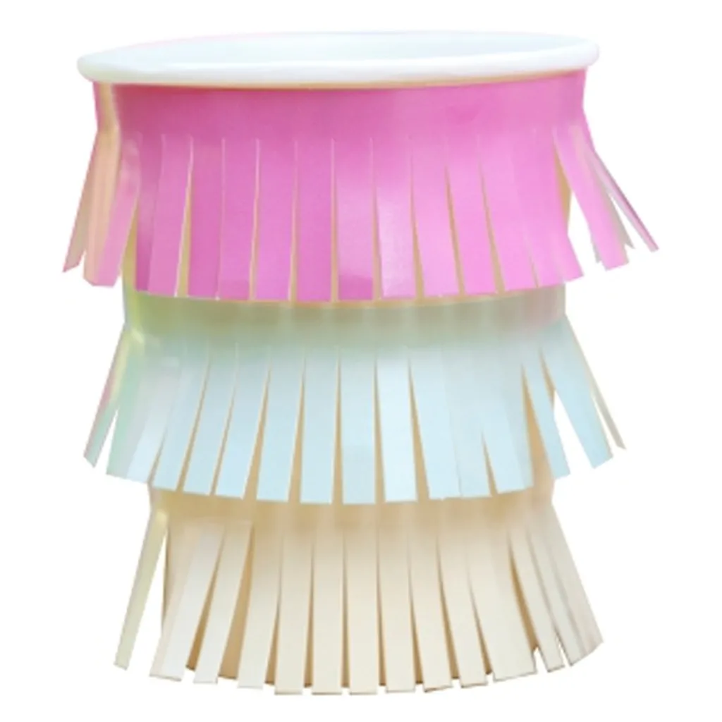 8 Pappbecher mit Fransen "Tiki Tropics"