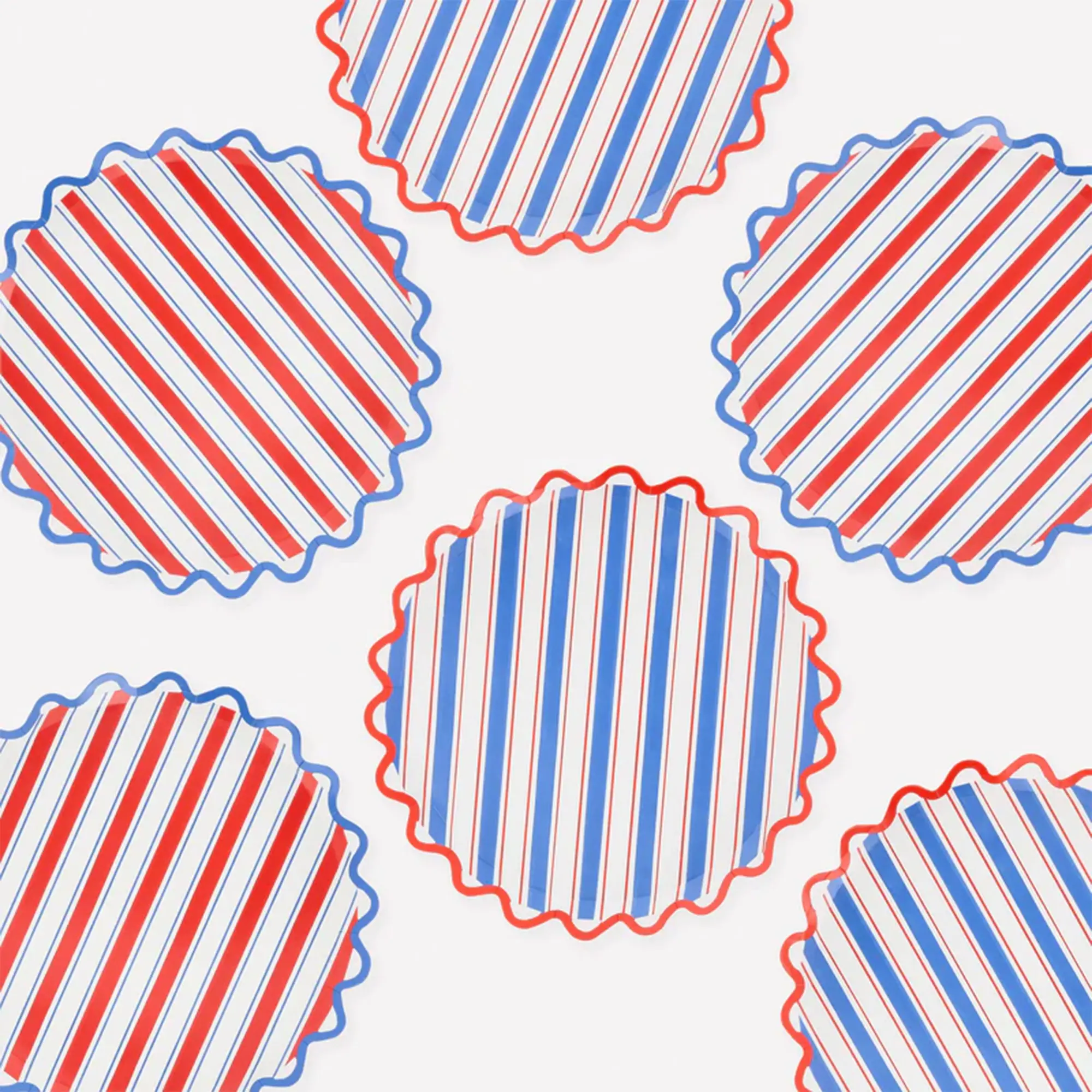  cupcake liner,  gemusterte tf6pfchenformen, diagonale streifen, rot blau, gerippter rand