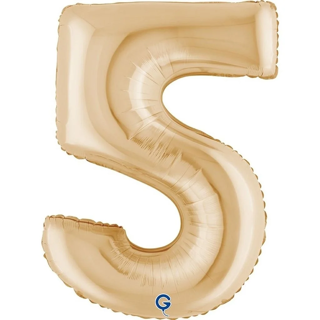 Grabo Folienballon Zahl 5 Champagner Gold 100cm