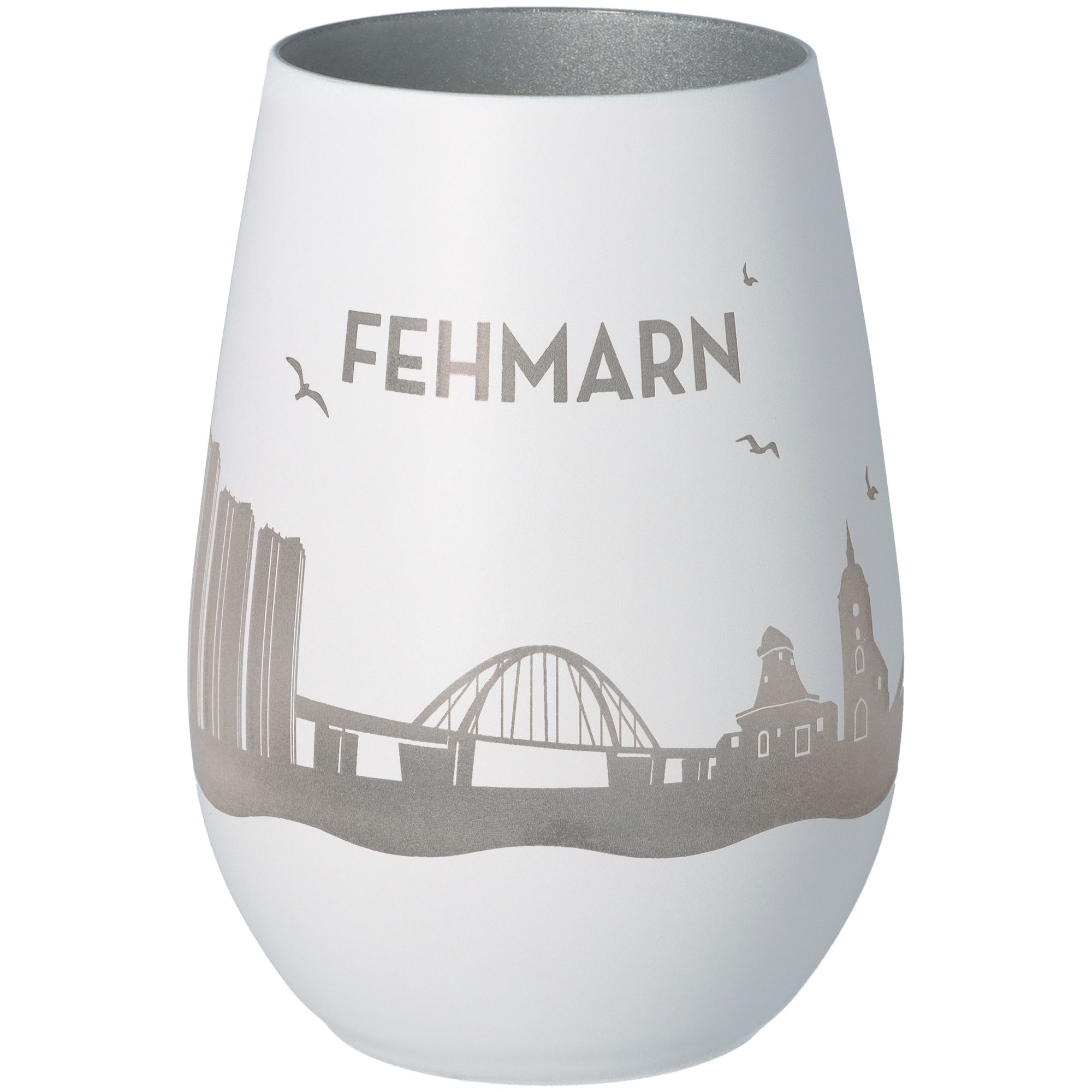 Windlicht Skyline Fehmarn Weiß/Silber Windlicht Skyline Fehmarn Weiß/Silber
