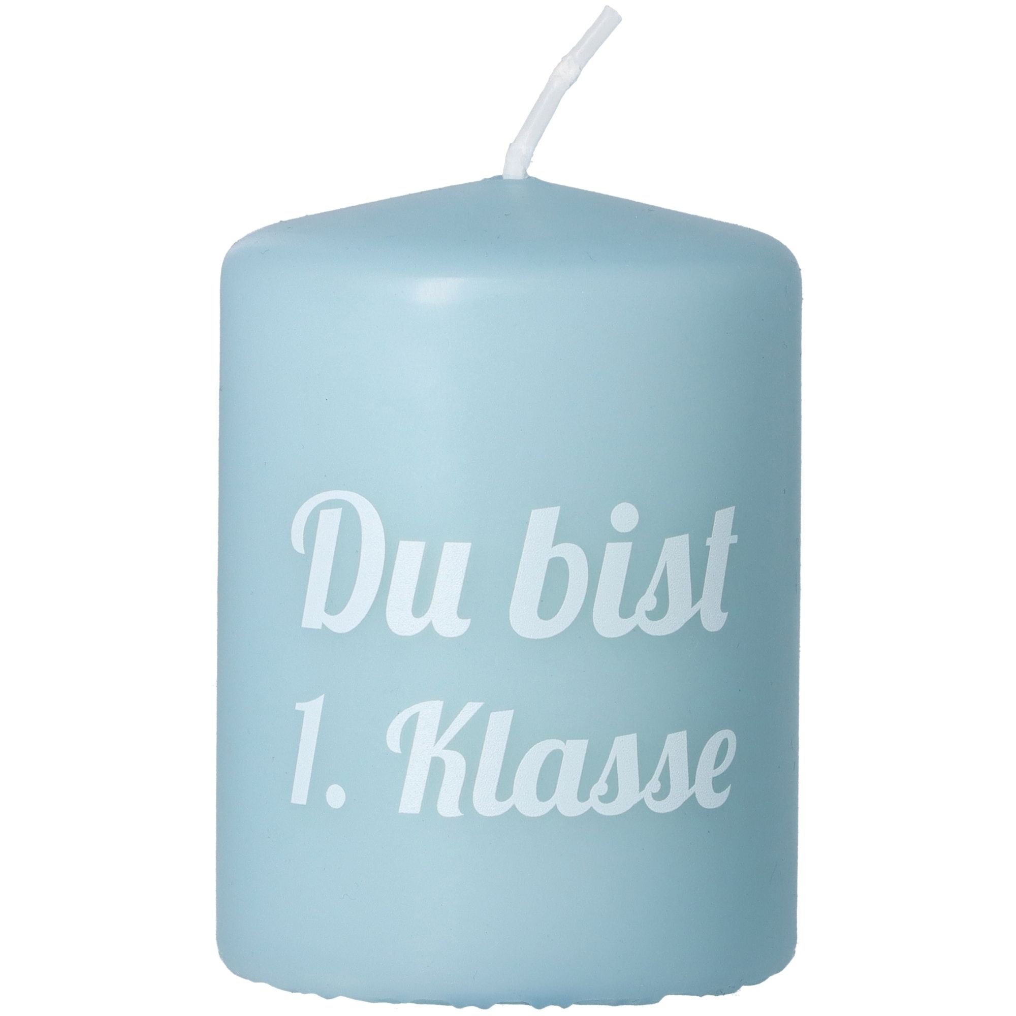 Stumpenkerze "Du bist..." Hellblau Kerze