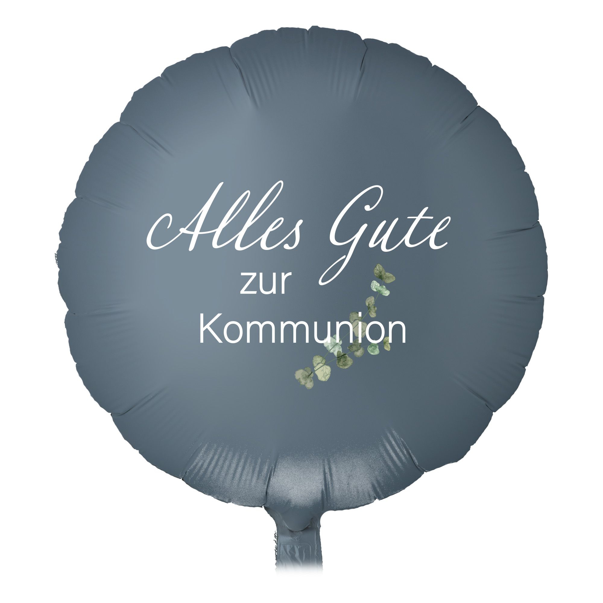 Folienballon Rund Satin Luxe Steel Blue mit "Alles Gute zur Kommunion" 45cm