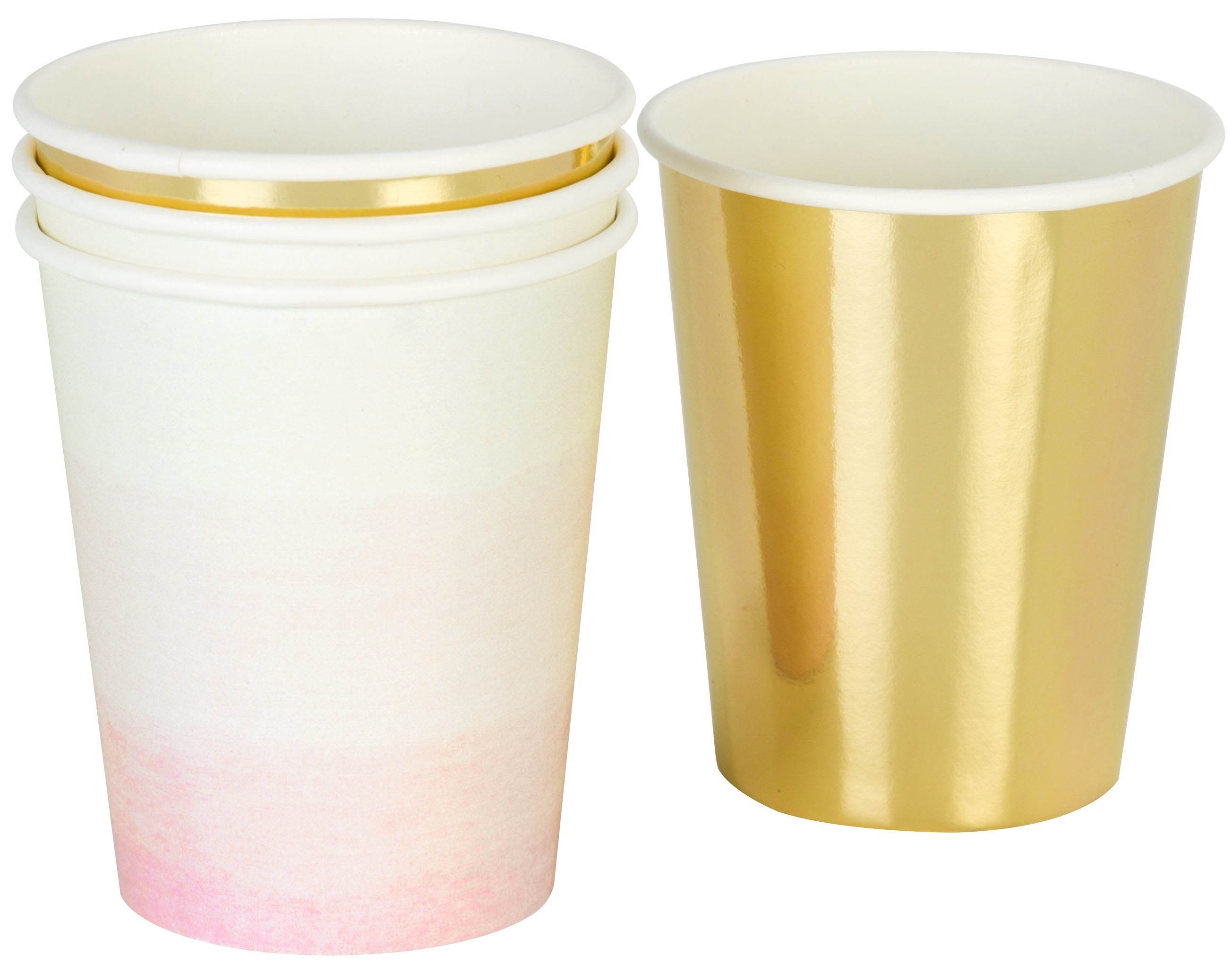 Wir lieben Rosa - 12 Pappbecher Gold & Rosa