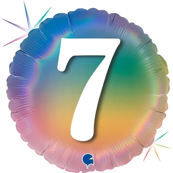 Folienballon Regenbogen "7" 45cm