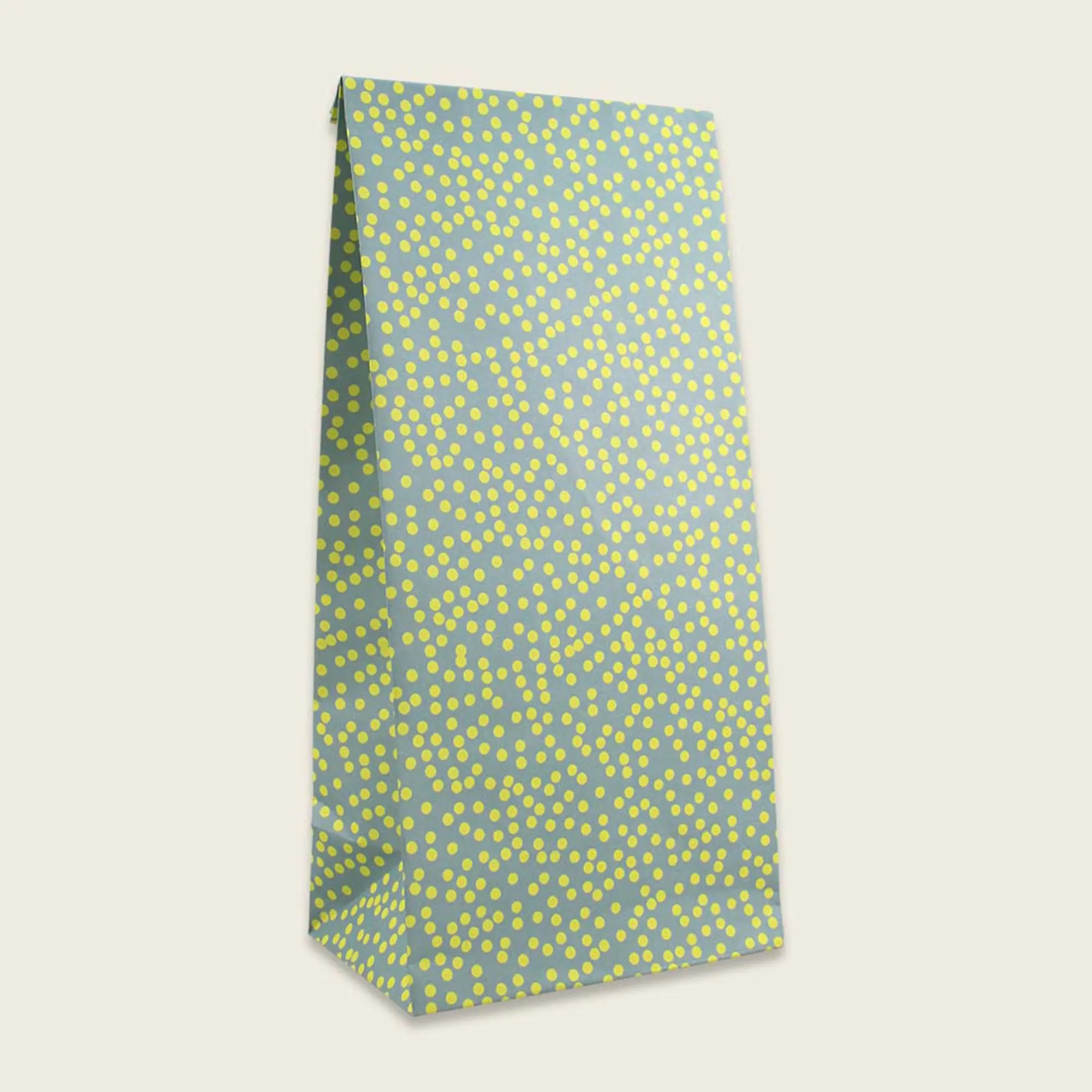 Geschenkpapiertüte "Türkis mit gelben Punkten" 27 cm