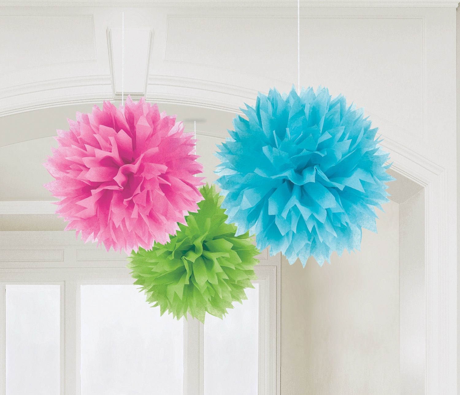 Multi Color - 3 Fluffy Pom Poms