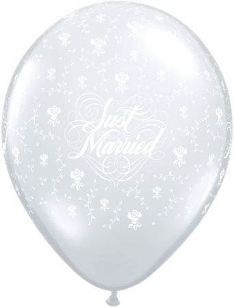 Qualatex Latexballon Just Married Blumen Transparent Ø 30cm