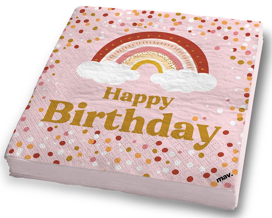 Servietten "Happy Birthday" Boho, 20 Stück Servietten "Happy Birthday" Boho, 20 Stück