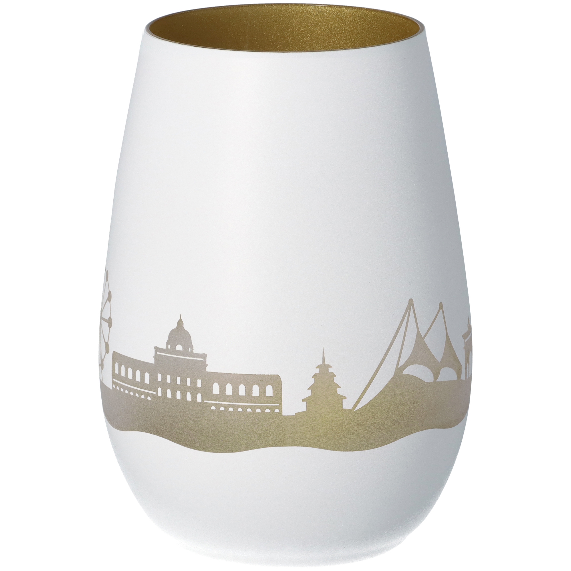 Windlicht Skyline München Weiß/Gold Windlicht Skyline München Weiß/Gold