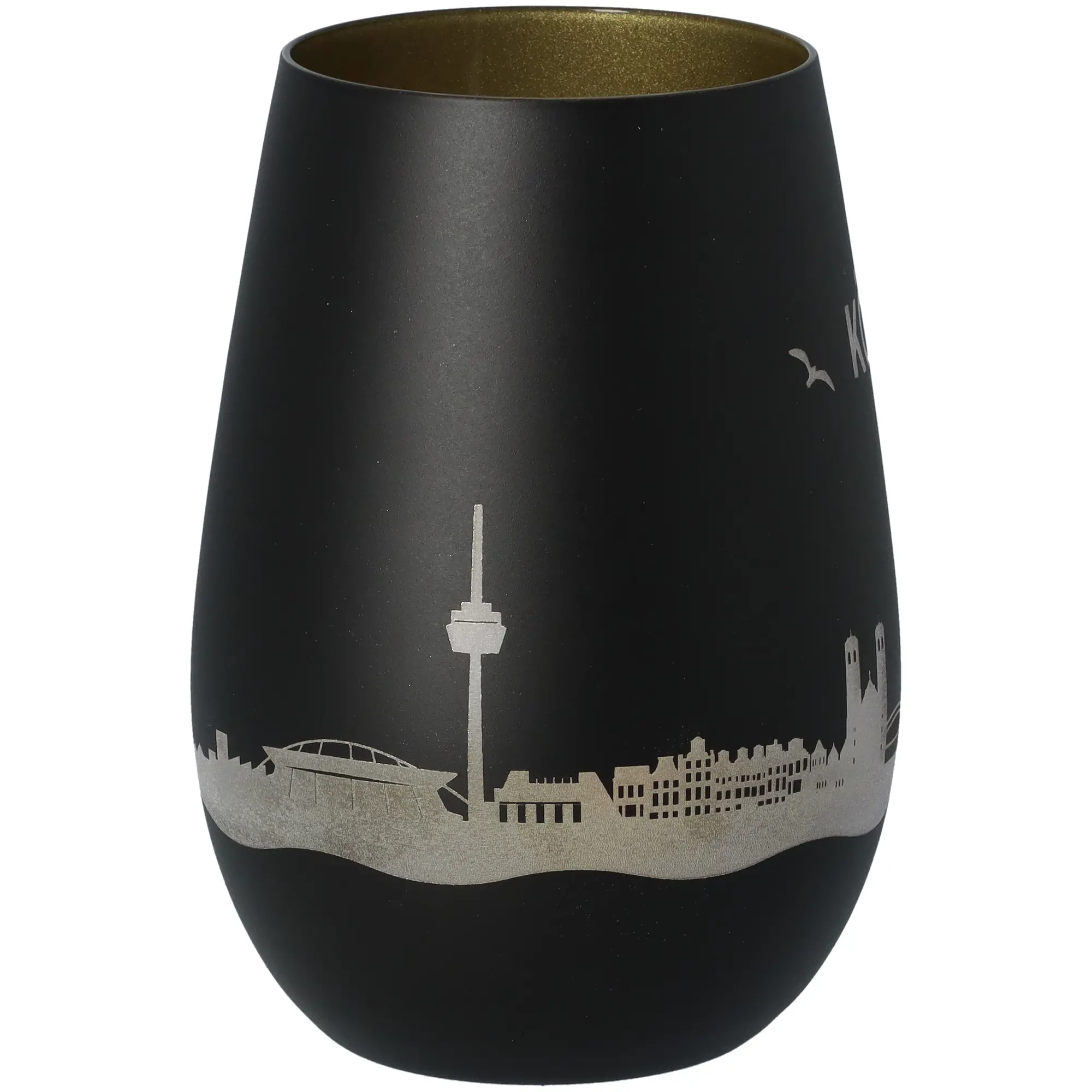 Windlicht Skyline Köln Schwarz/Gold