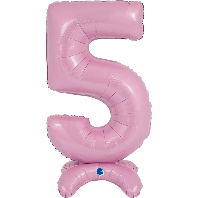 Folienballon Zahl 5 Pastell Rosa, 65cm Folienballon Zahl 5 Pastell Rosa, 65cm