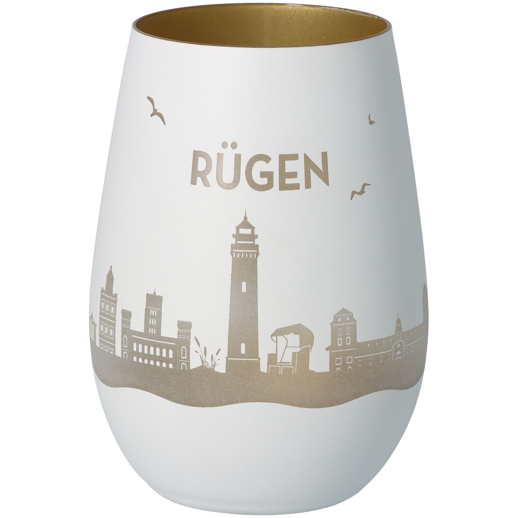 Windlicht Skyline Rügen Weiß/Gold Windlicht Skyline Rügen Weiß/Gold
