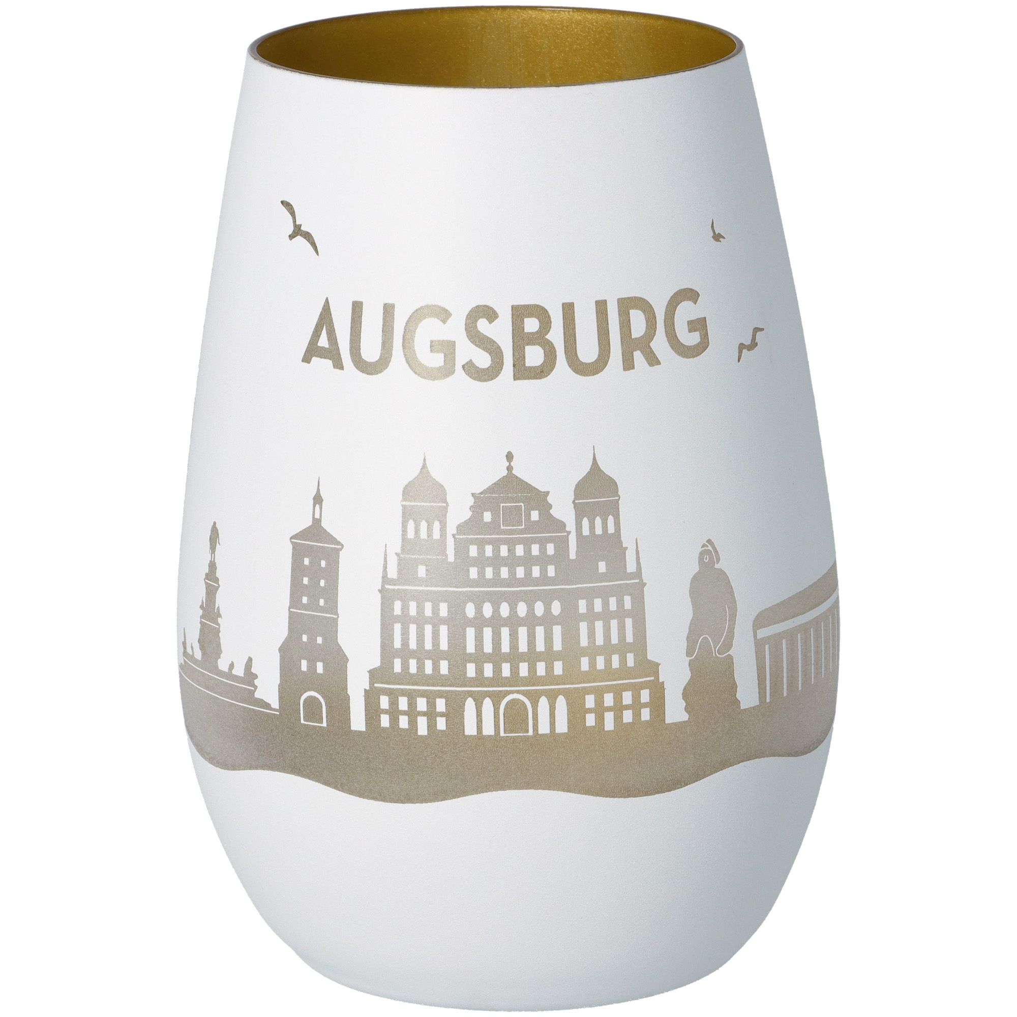 Windlicht Skyline Augsburg Weiß/Gold Windlicht Skyline Augsburg Weiß/Gold