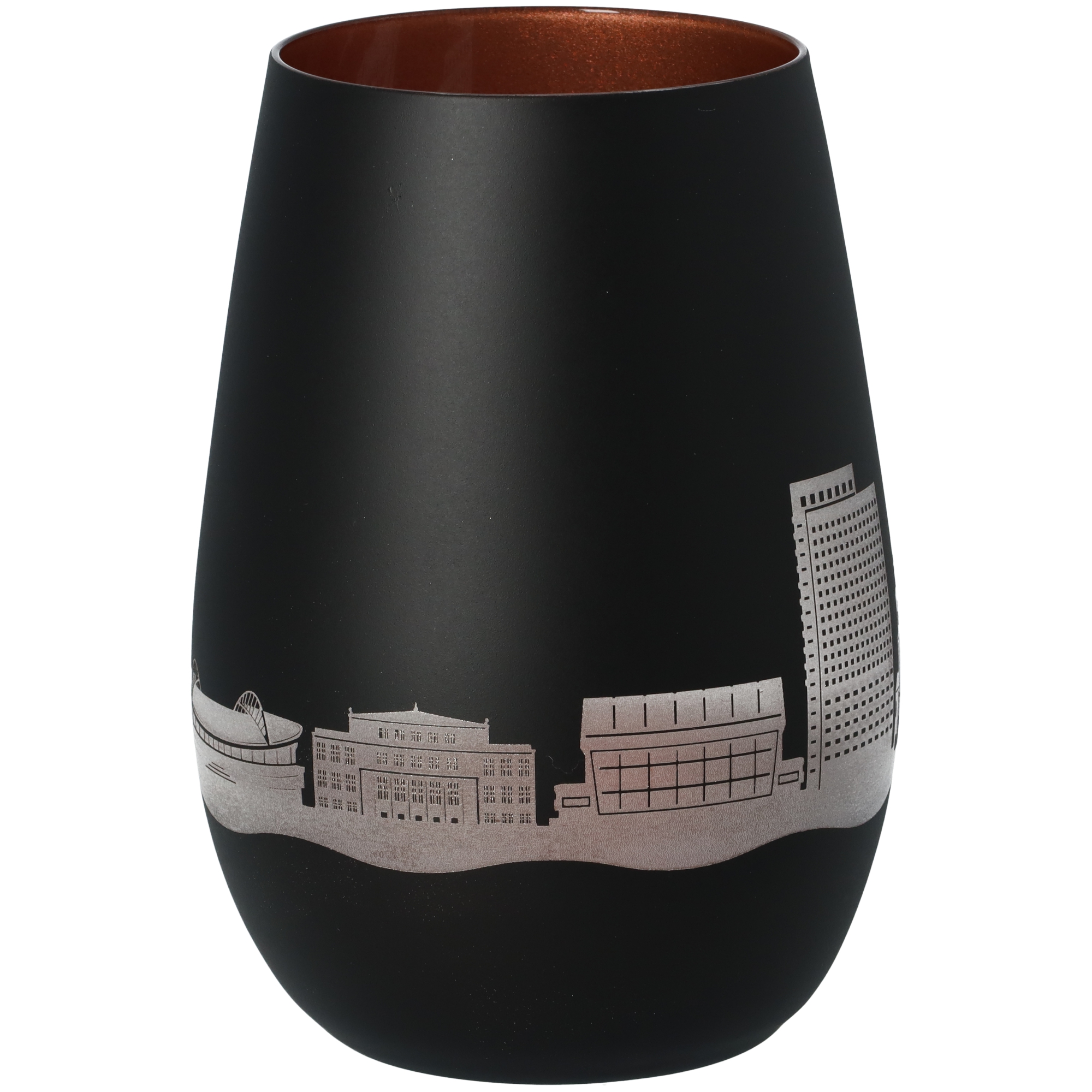 Windlicht Skyline Leipzig Schwarz/Bronze Krug, Töpferei, Vase, Tasse