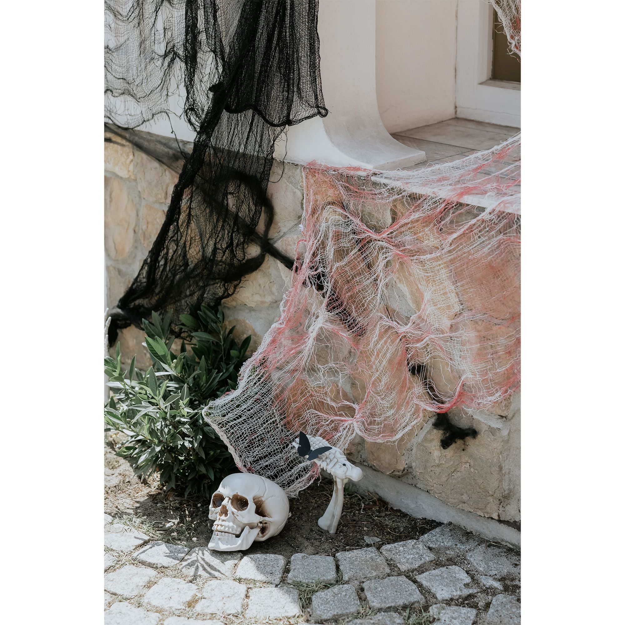 Halloween - Dekostoff, Weiß mit Blutspuren Halloween - Dekostoff, Weiß mit Blutspuren