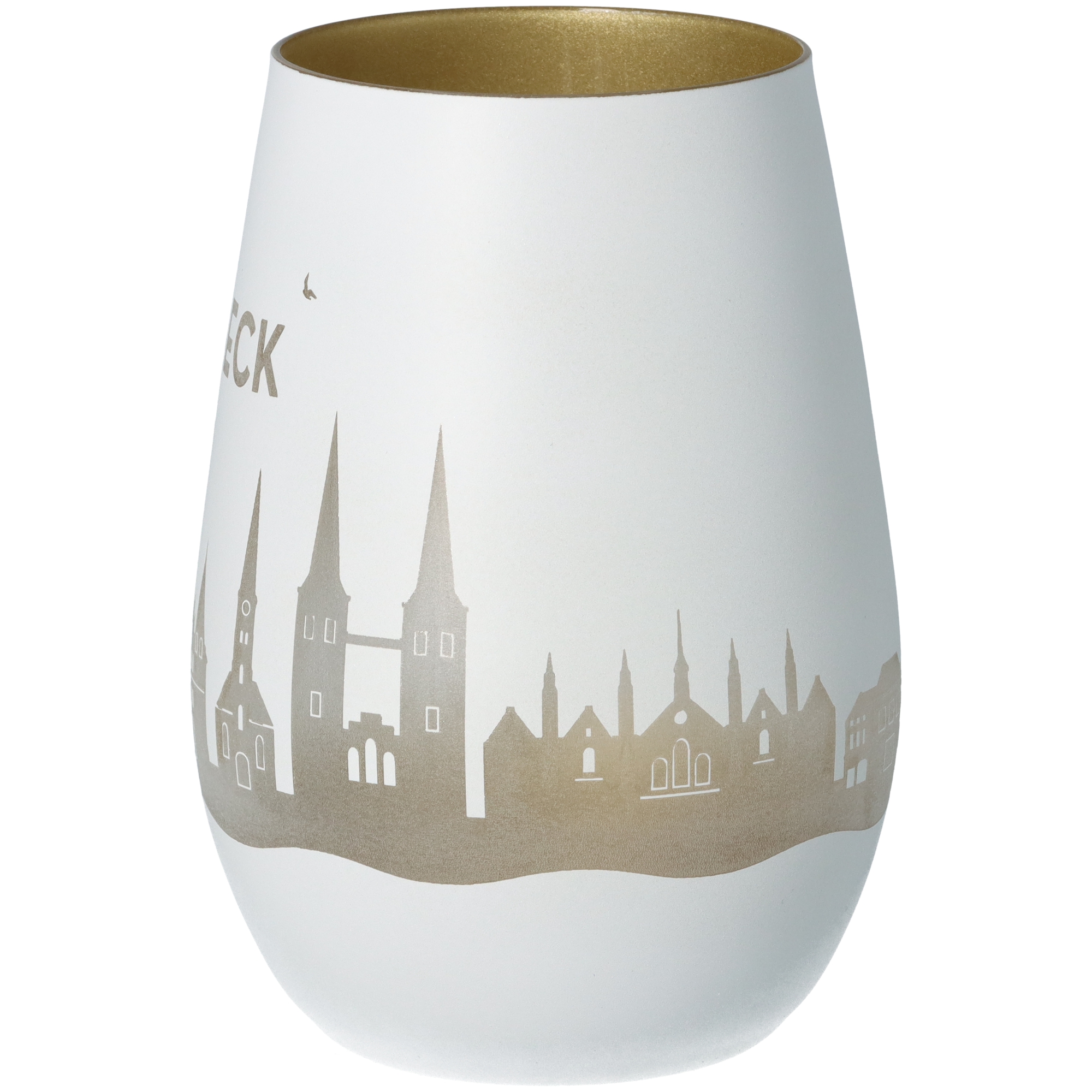 Windlicht Skyline Lübeck Weiß/Gold Windlicht Skyline Lübeck Weiß/Gold