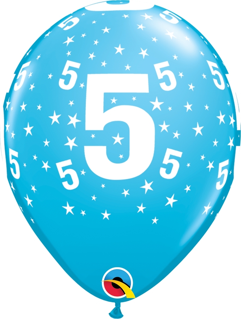 Qualatex Latexballon 5. Geburtstag verschiedene Farben Ø 30cm