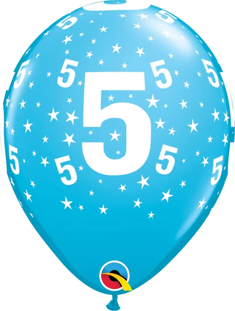 Qualatex Latexballon 5. Geburtstag verschiedene Farben Ø 30cm