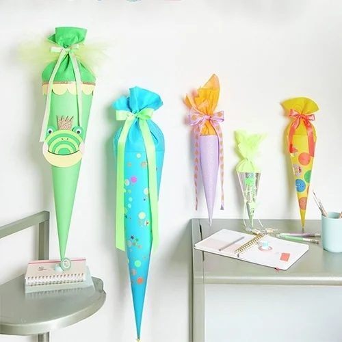 conical party favor, colorful cones, paper cone, party favors, tassel decoration