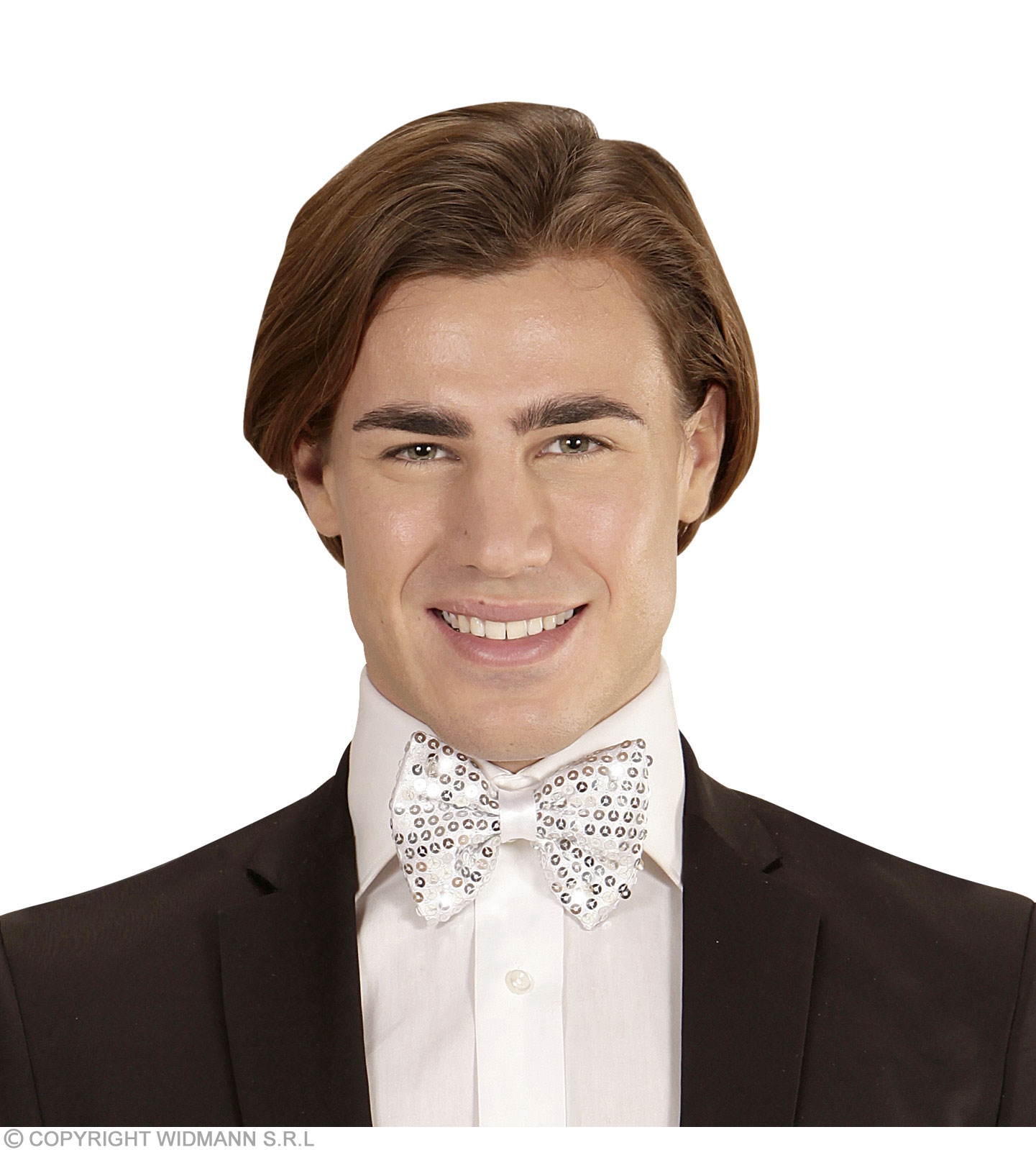 Pailettenfliege mit 4 LED Lichtern, Silber Pailettenfliege mit 4 LED Lichtern, Silber