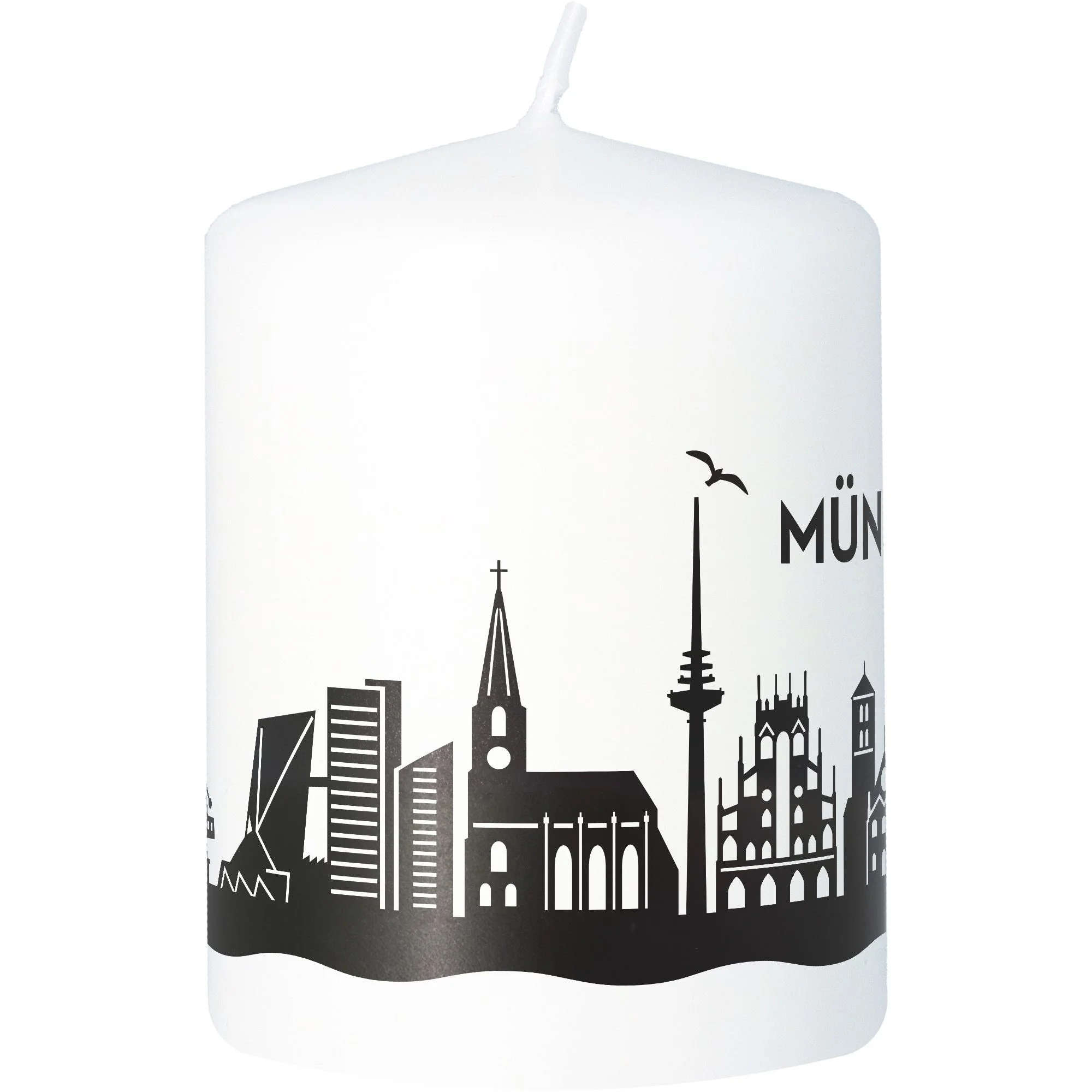 Kerze, Stadt Silhouette, Weiß, LED Kerze, Wenige Flammen