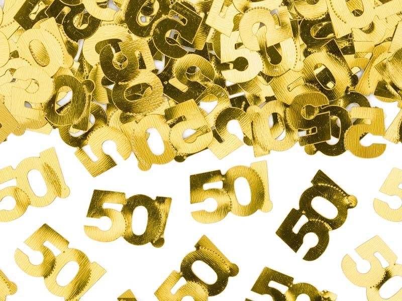 Konfetti zum 50. Geburtstag, Gold Konfetti zum 50. Geburtstag, Gold