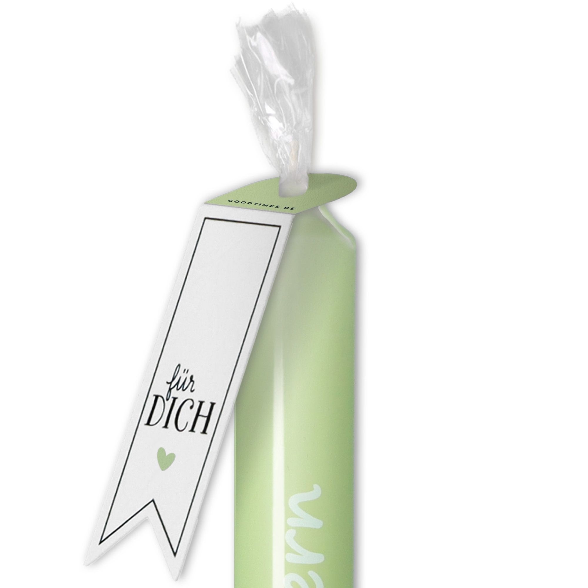 Stabkerze Mintgrün, Weißer Hase "Frohe Ostern" Flasche