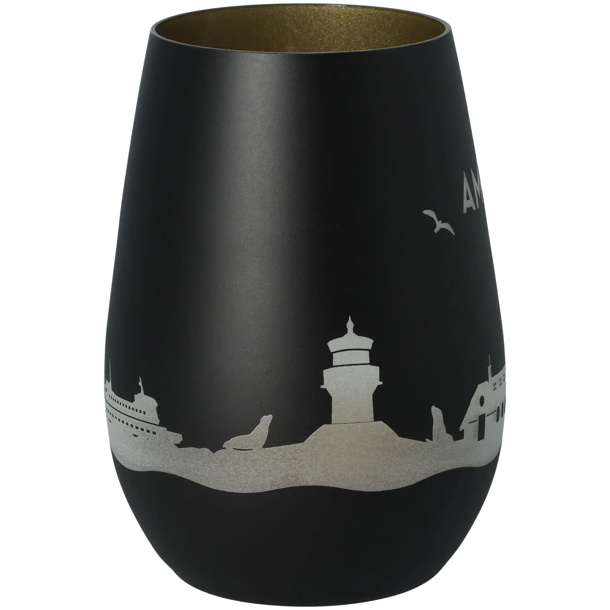 Windlicht Skyline Amrum Schwarz/Gold