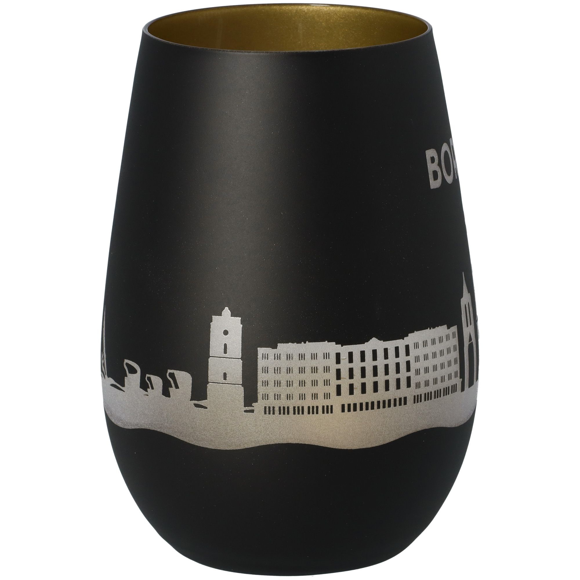 Goodtimes Windlicht Kiel Skyline - Schwarz & Gold Gravur