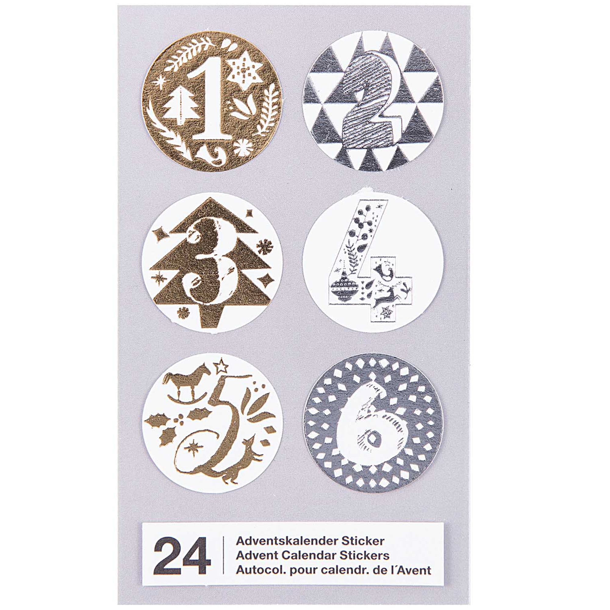 1272d6f5c1081ddf1ffefbc1b8a737079ce73578 Adventskalender Sticker - Gold / Silber