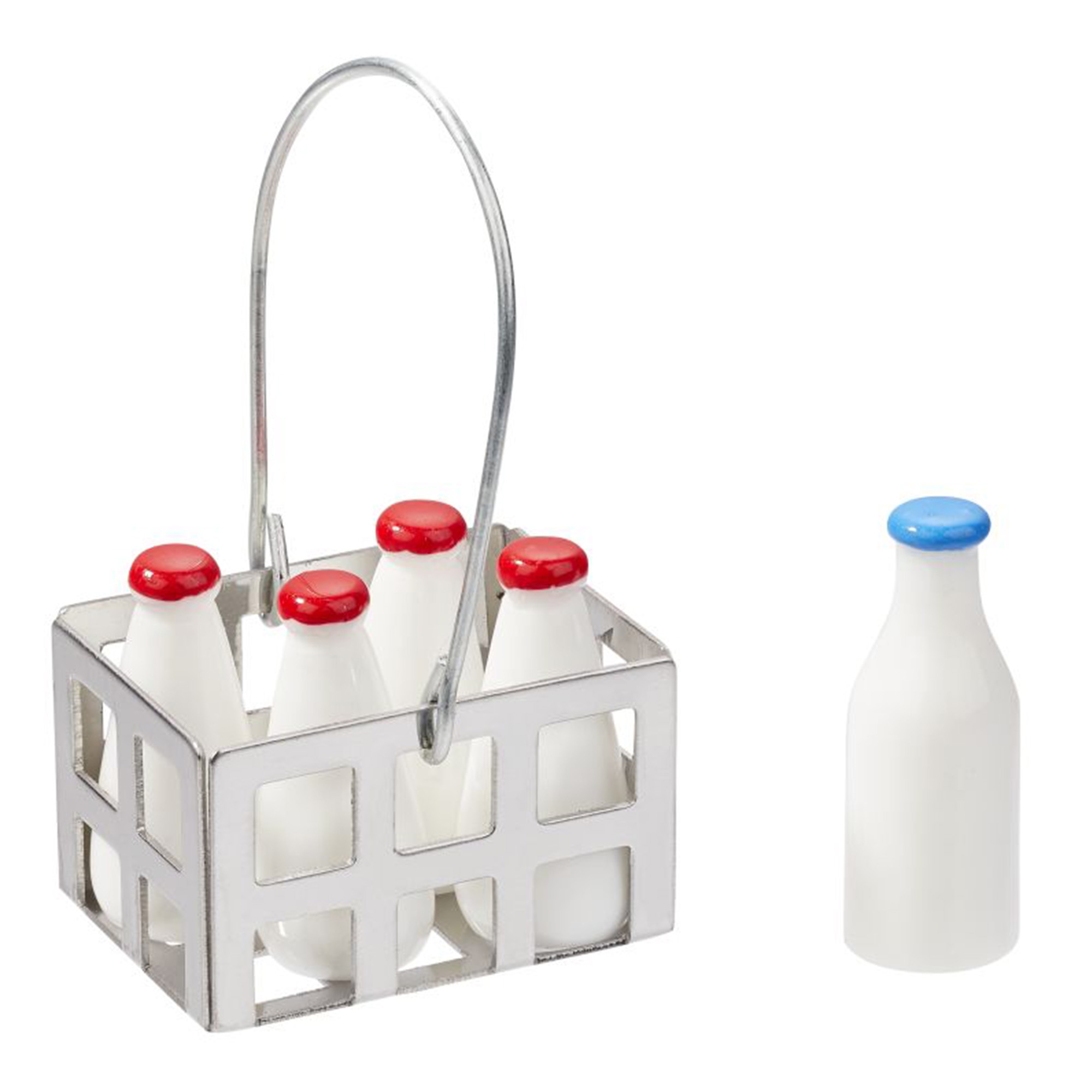 Miniatur "Milch-Körbchen" für die Wichteltür Zubehör, Tasche, Handtasche, Getränk, Milch