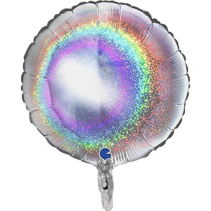Folienballon Rund Glitter Holo Silber 45cm