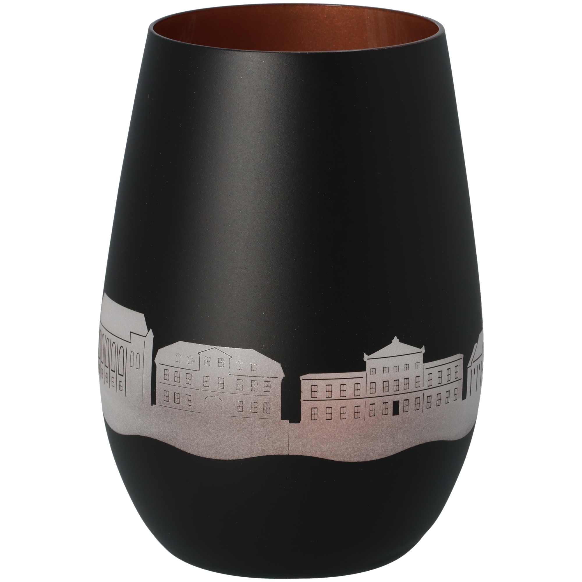 Windlicht Skyline Göttingen Schwarz/Bronze Krug, Töpferei, Vase