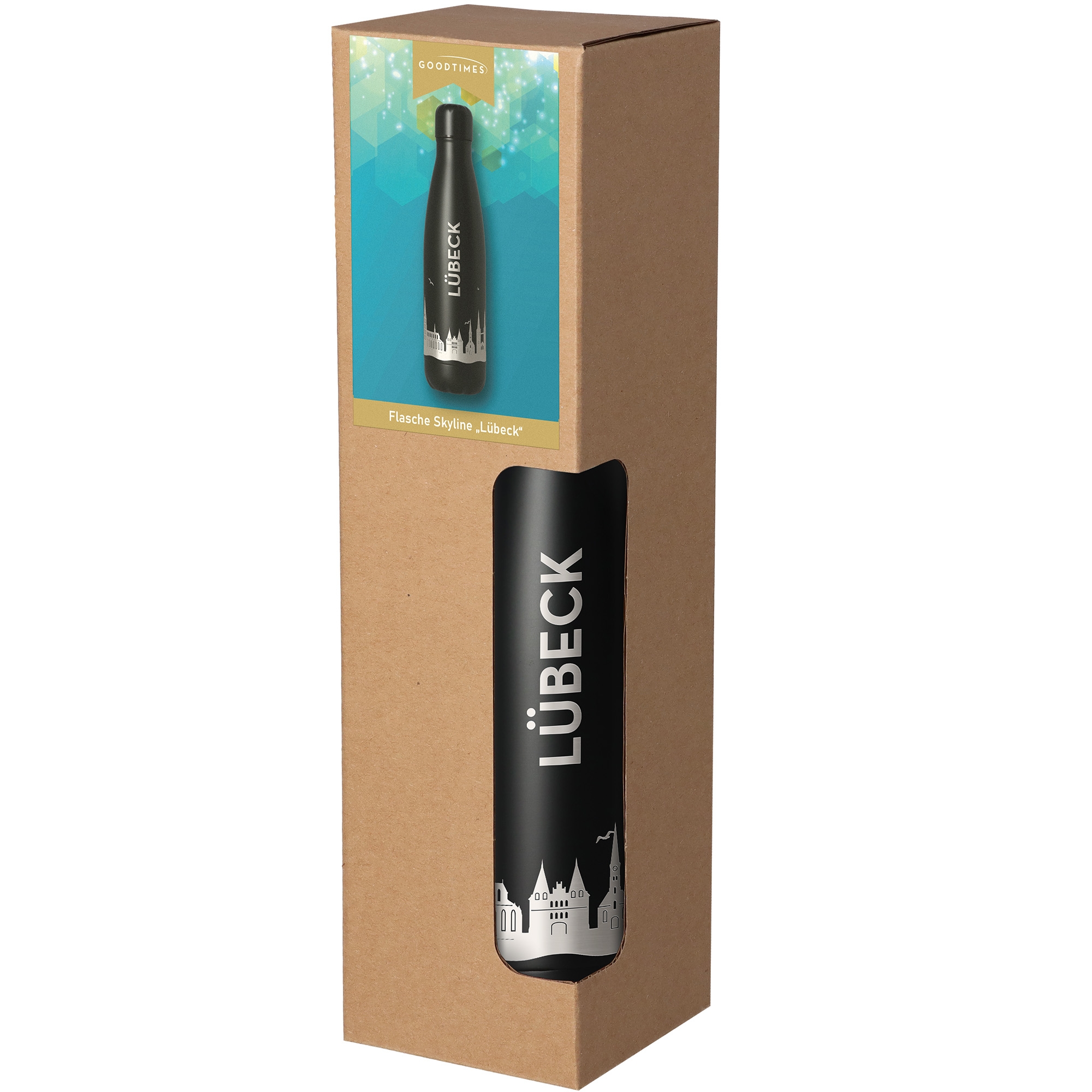 Trinkflasche Skyline Lübeck Schwarz 500ml