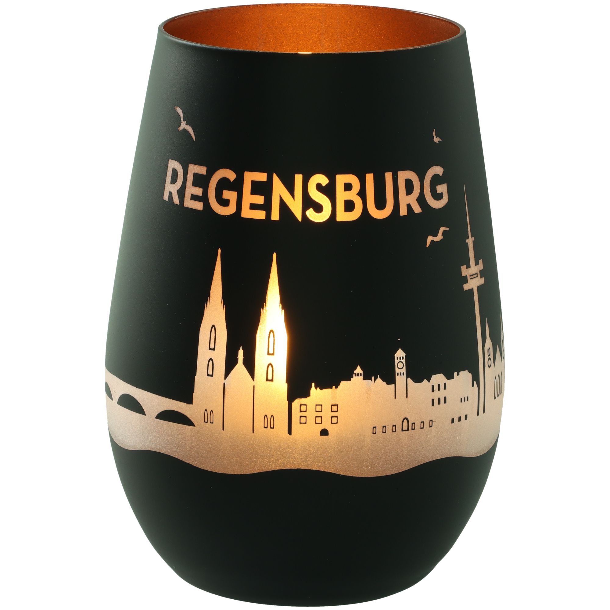 Windlicht Skyline Regensburg Schwarz/Bronze Windlicht Skyline Regensburg Schwarz/Bronze