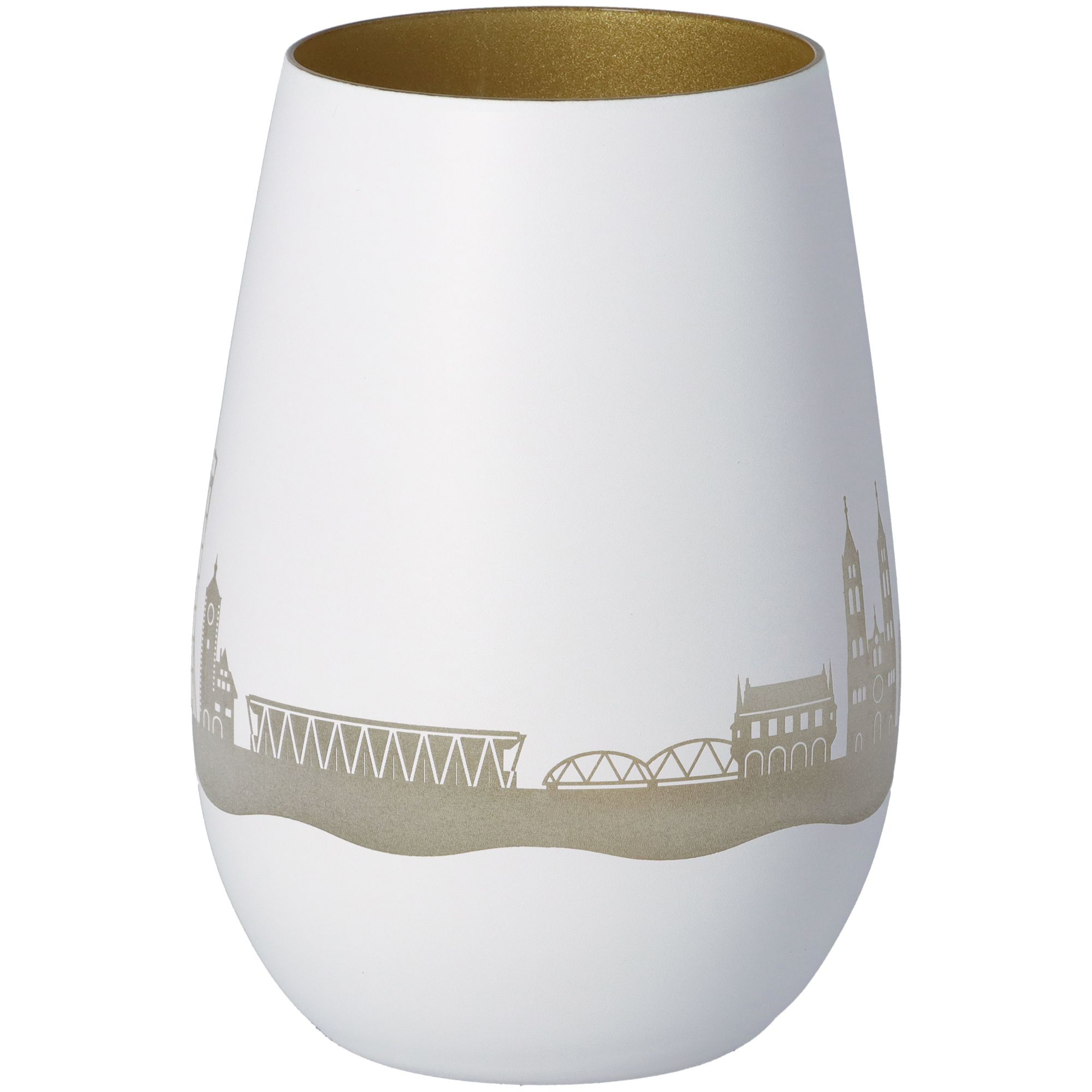 Windlicht Skyline Freiburg Weiß/Gold Windlicht Skyline Freiburg Weiß/Gold