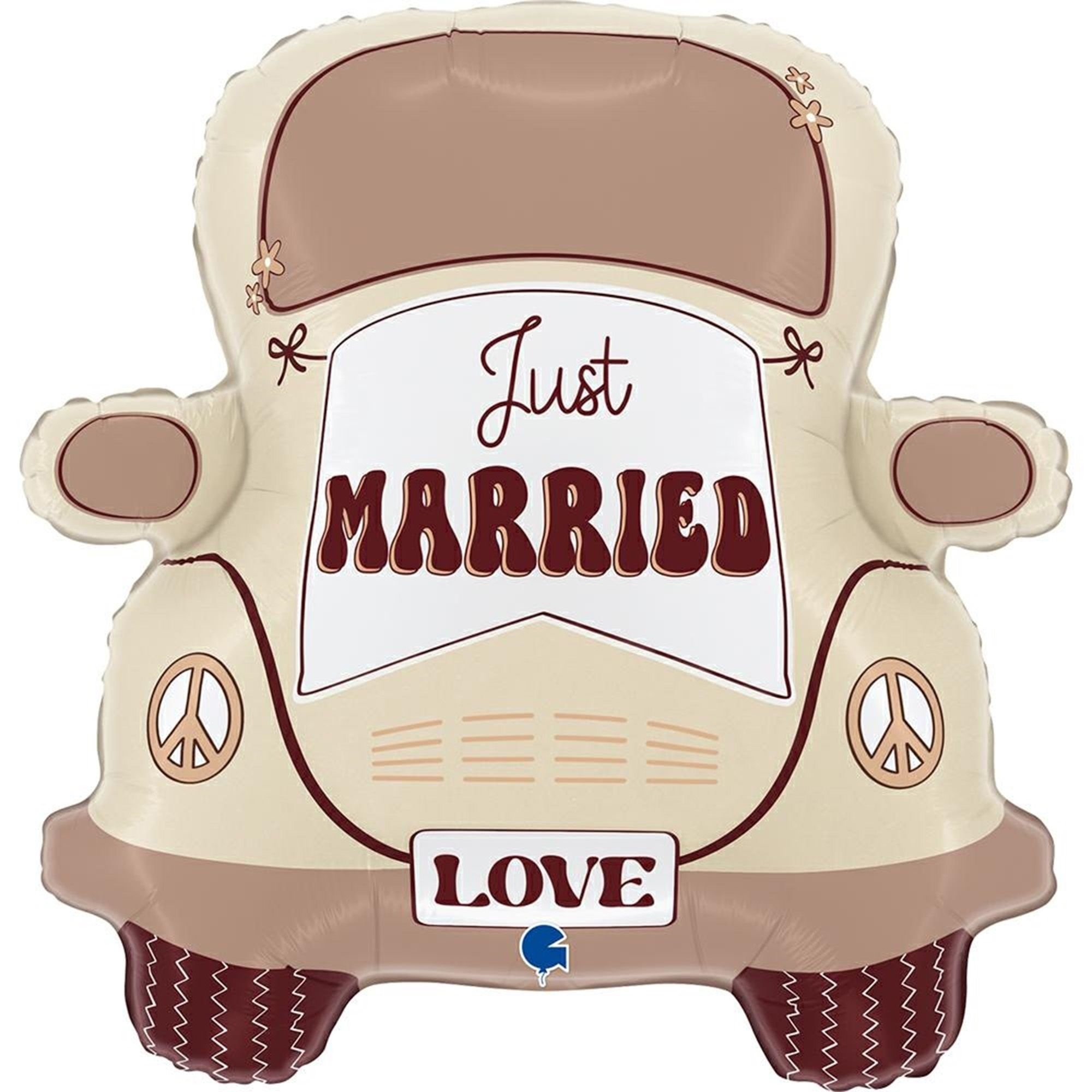 Folienballon "Hochzeits Hippie Auto" 65cm Geburtstagstorte, Nachtisch, Essen, Schutzhelm, Helm