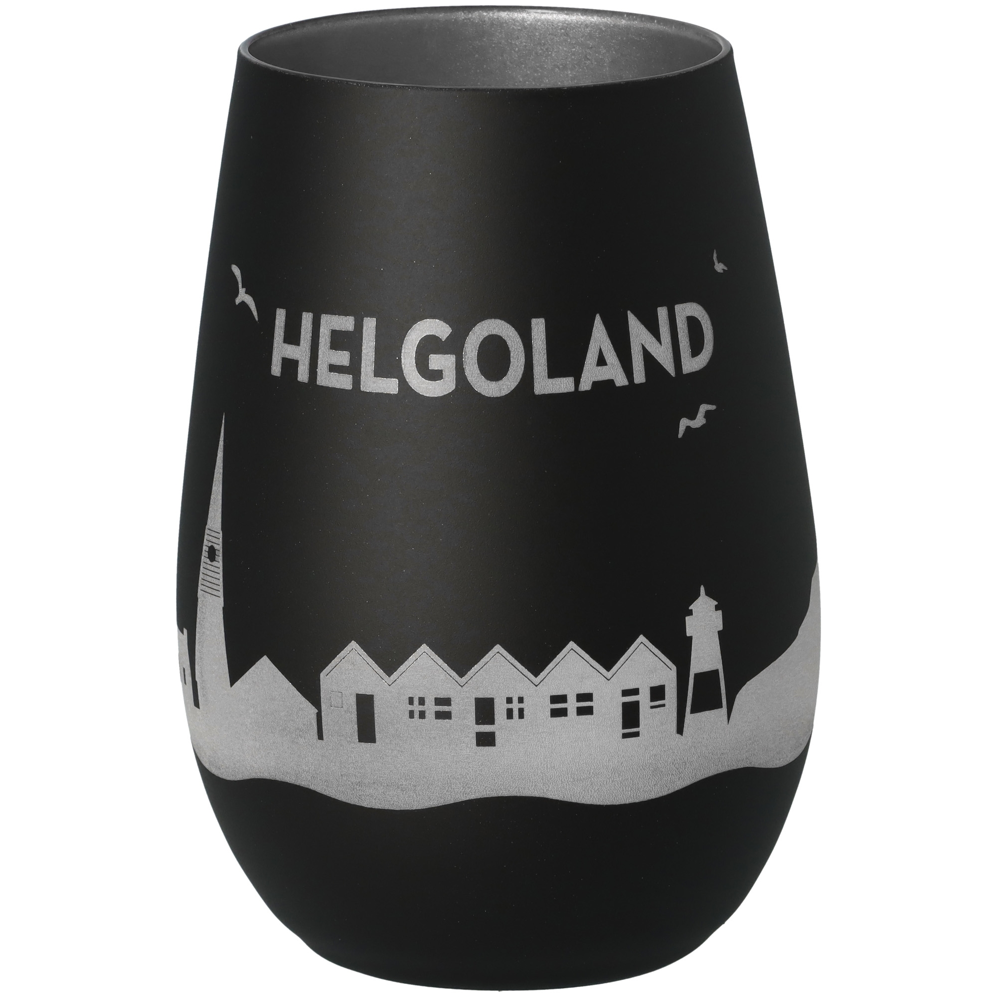 Windlicht Skyline Helgoland Schwarz/Silber Krug, Töpferei, Glas, Vase