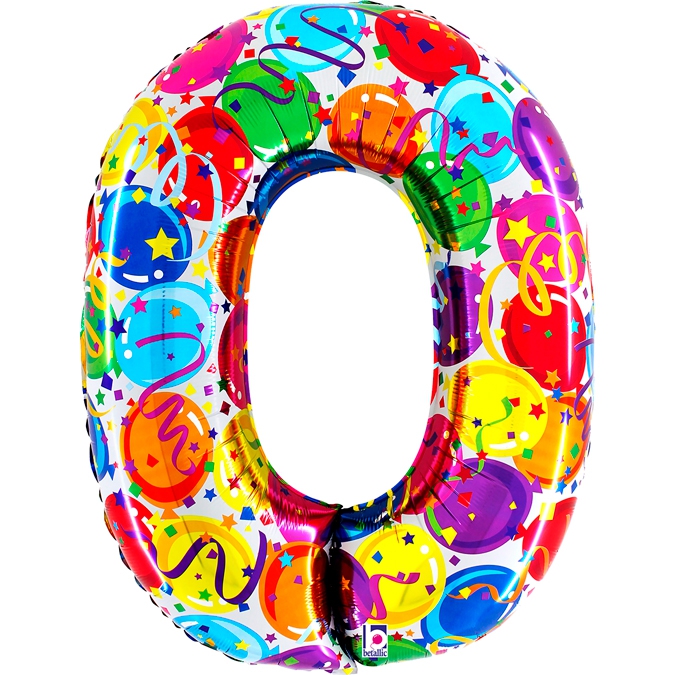 Folienballon Zahl 0 Bunt 100cm Folienballon Zahl 0 Bunt 100cm