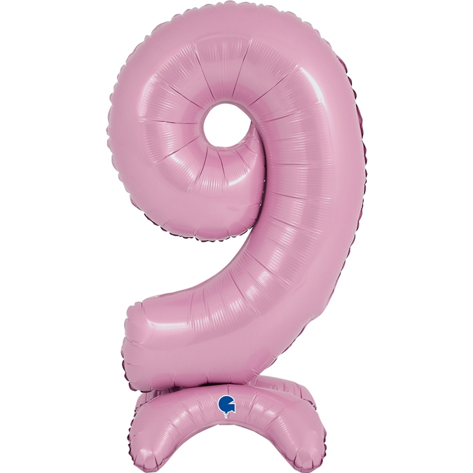 Folienballon Zahl 9 Pastell Rosa, 65cm